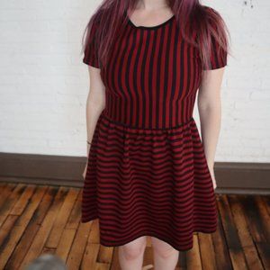 Red and Black Striped Mini Dress